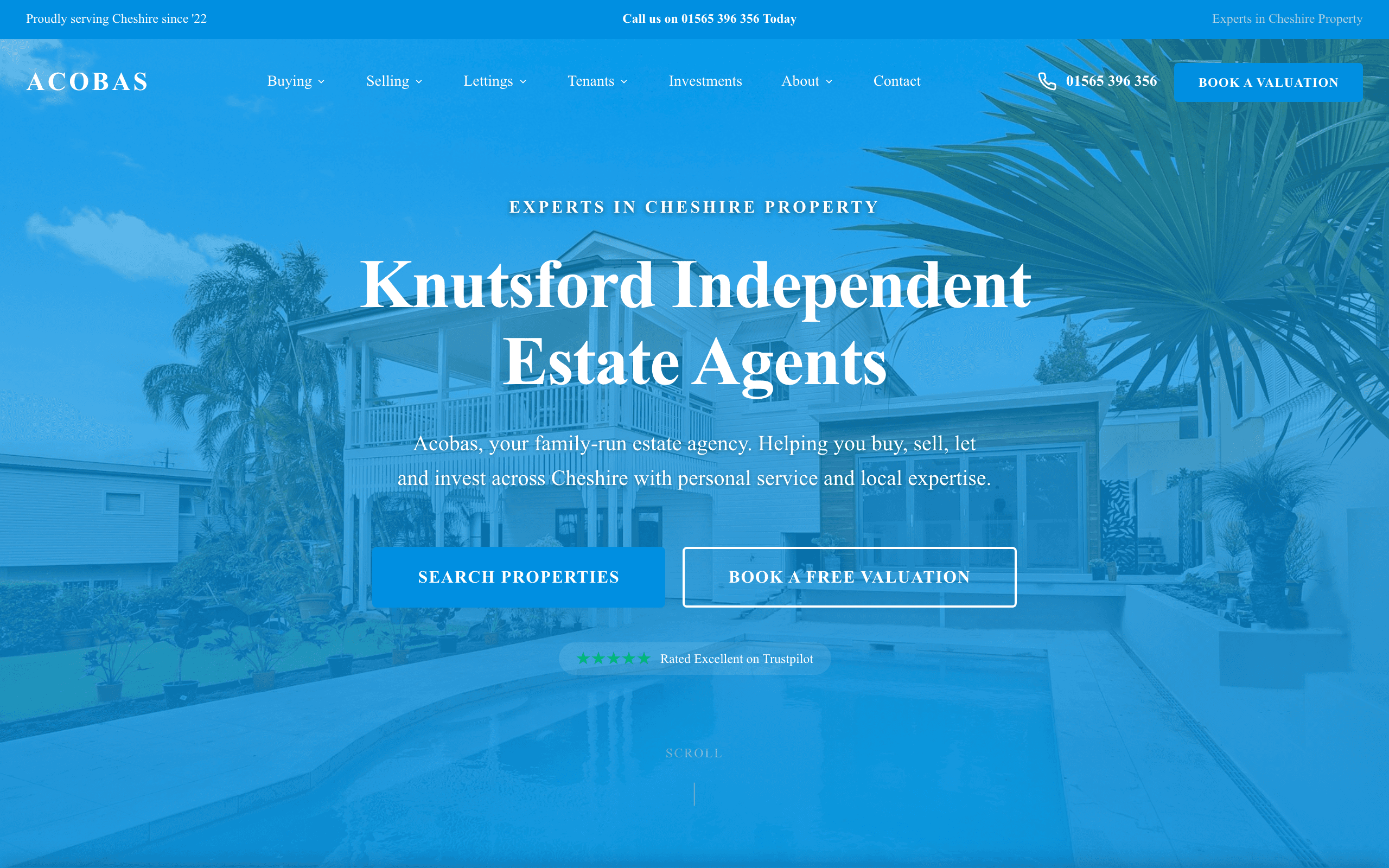 Acobas Estate Agents website screenshot